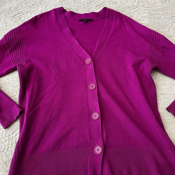 Cyrus Sweaters - Cyrus Purple Cardigan Sweater with V-Neck Design